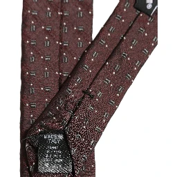 Men Burgundy Geometric Silk Adjustable Tied Necktie Tie