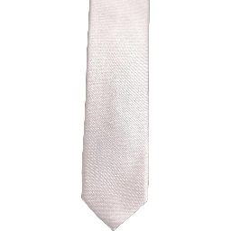 Men Off White Silk Satin Adjustable Tied Necktie Tie