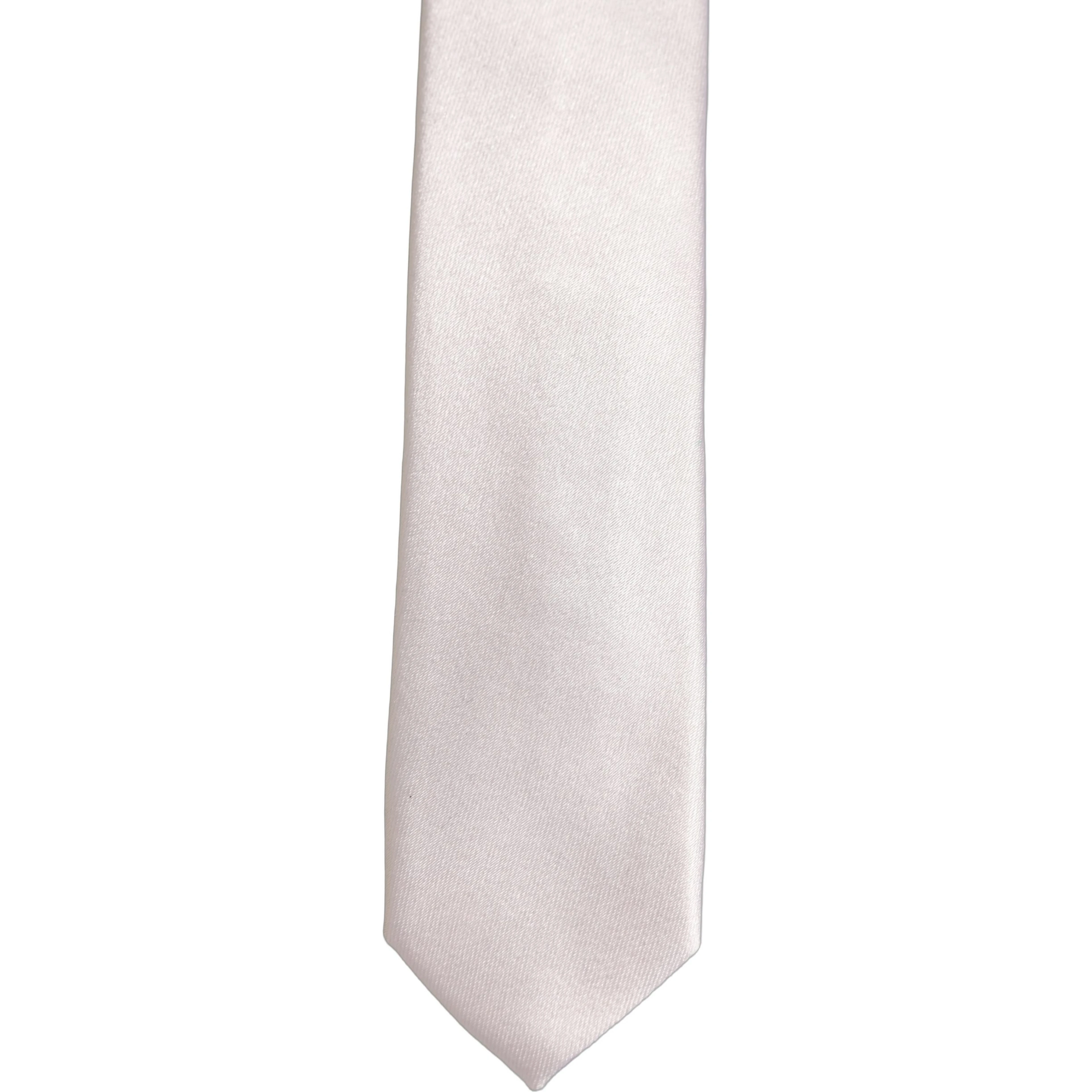 Men Off White Silk Satin Adjustable Tied Necktie Tie