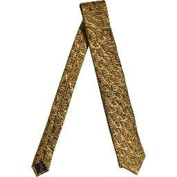 Men Gold Silk Woven Patterned Adjustable Tied Necktie Tie