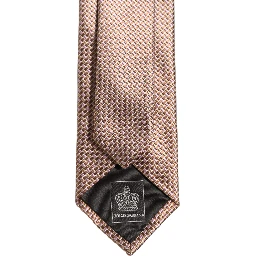 Men Brown Silk Micro Checked Adjustable Tied Necktie Tie