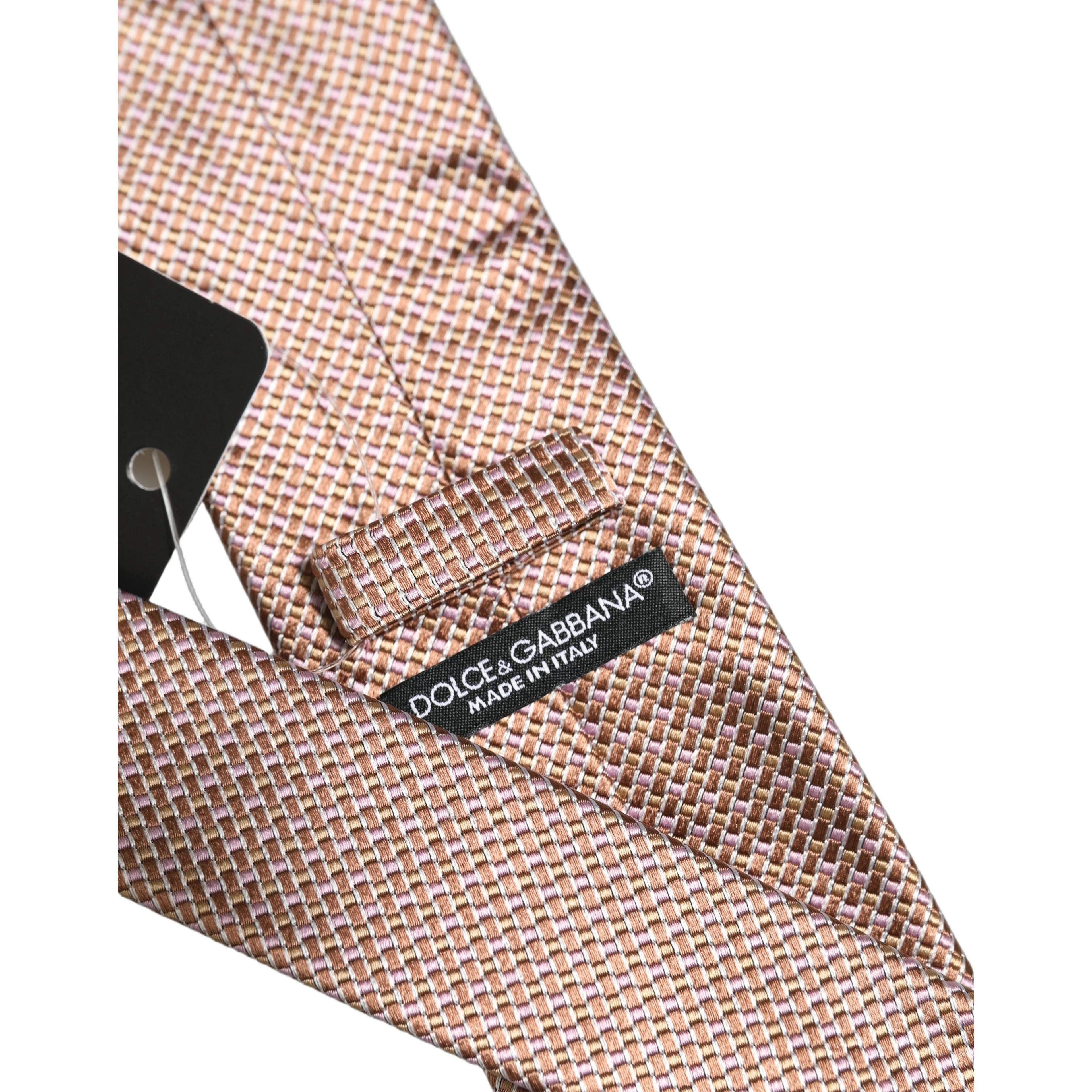 Men Brown Silk Micro Checked Adjustable Tied Necktie Tie