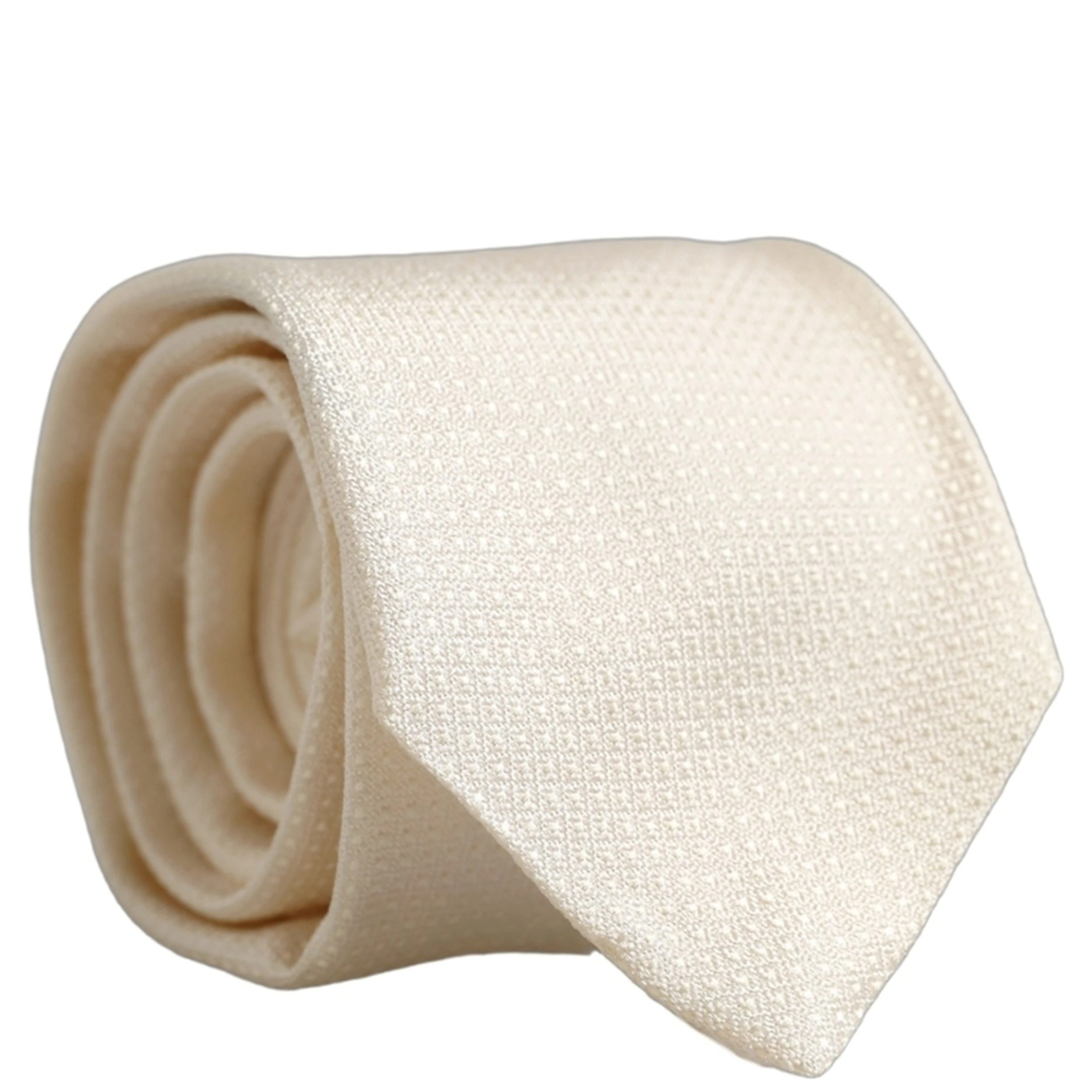 Men Off White Silk Textured Adjustable Tied Necktie Tie
