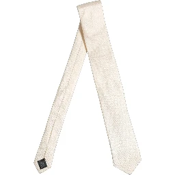 Men Off White Silk Textured Adjustable Tied Necktie Tie