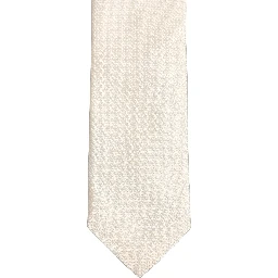 Men Off White Silk Textured Adjustable Tied Necktie Tie