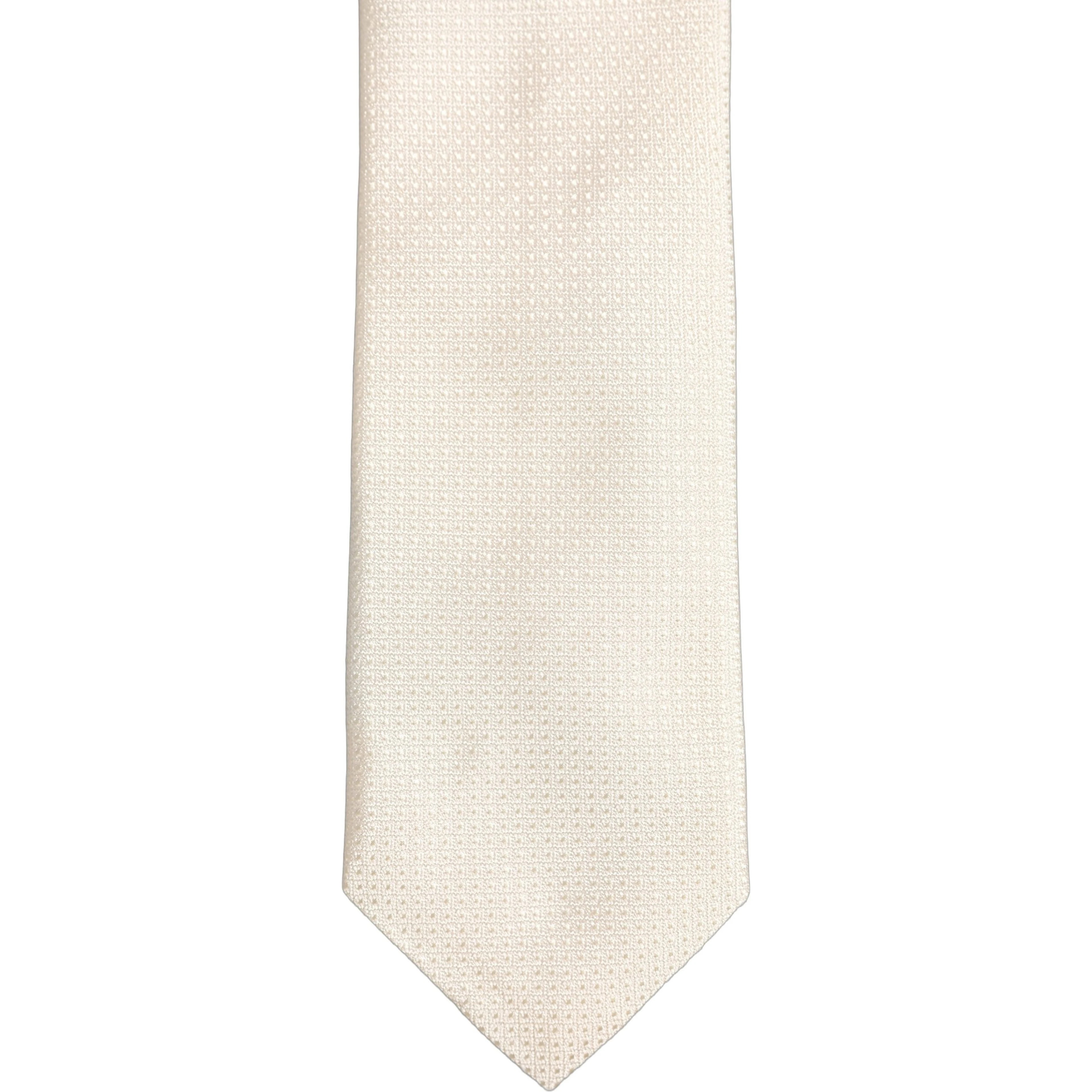 Men Off White Silk Textured Adjustable Tied Necktie Tie