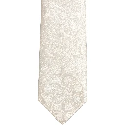 Off White Silk Damask Woven Adjustable Tied Necktie Tie