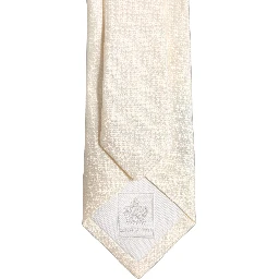 Men Off White Silk Textured Adjustable Tied Necktie Tie