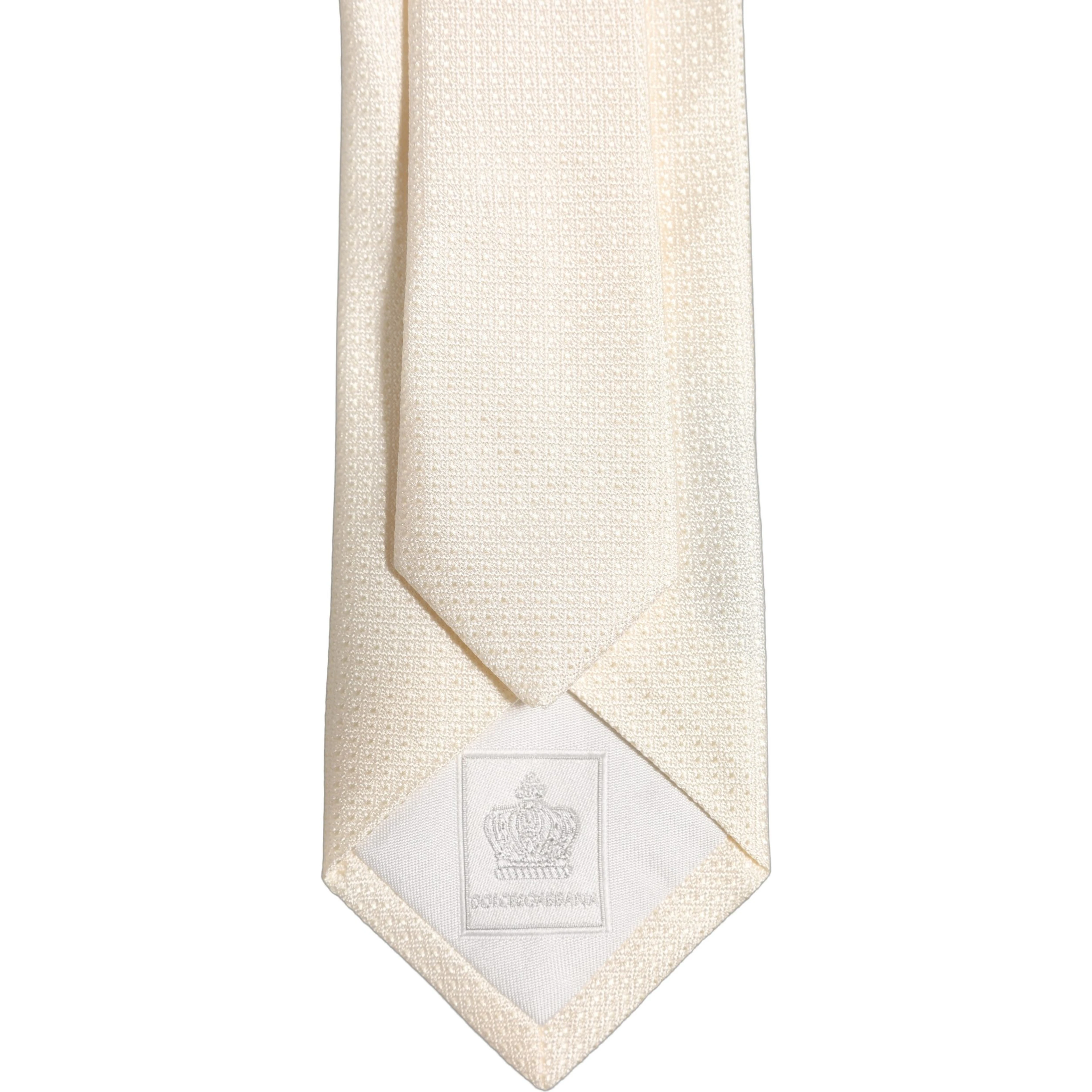 Men Off White Silk Textured Adjustable Tied Necktie Tie