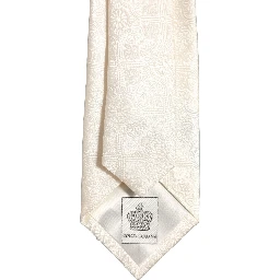 Off White Silk Damask Woven Adjustable Tied Necktie Tie
