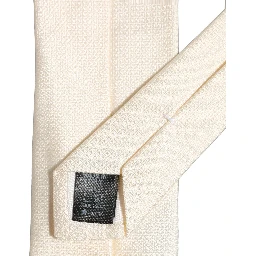 Men Off White Silk Textured Adjustable Tied Necktie Tie