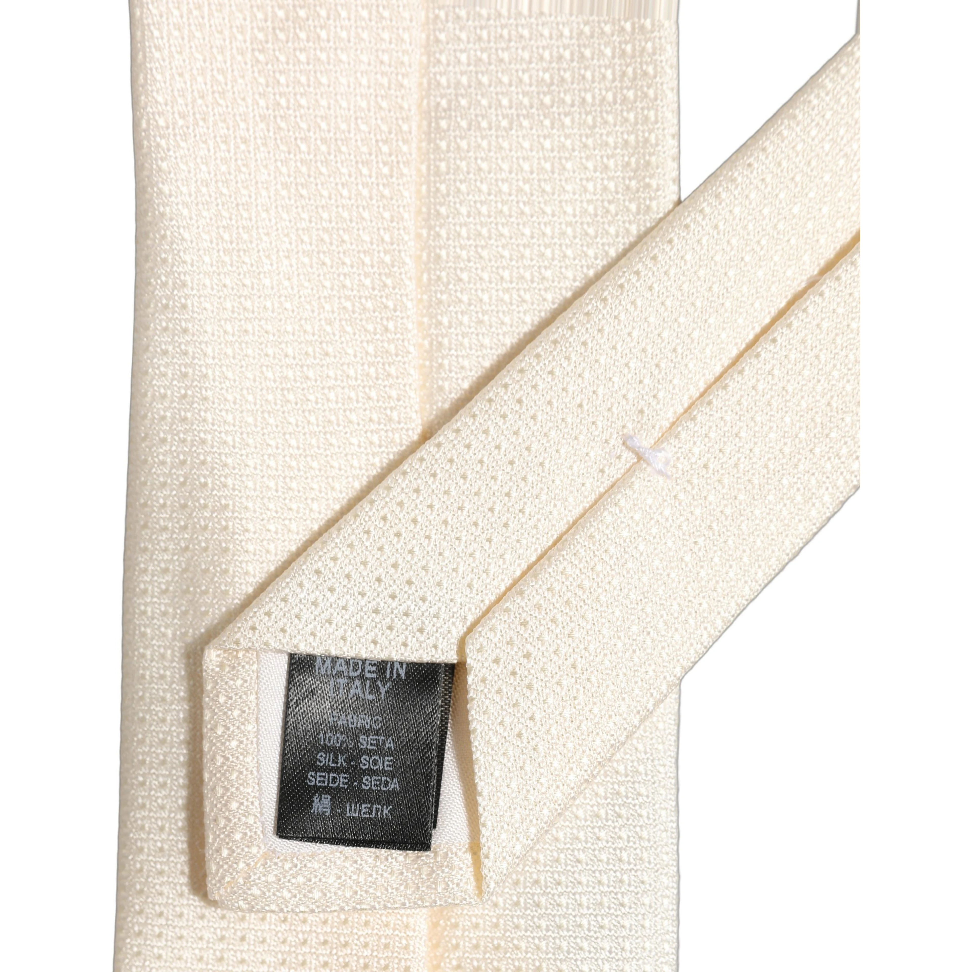 Men Off White Silk Textured Adjustable Tied Necktie Tie