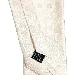 Off White Silk Damask Woven Adjustable Tied Necktie Tie