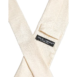 Men Off White Silk Textured Adjustable Tied Necktie Tie