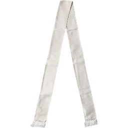 Men White Satin Silk Fringed Lace Stole Scarf