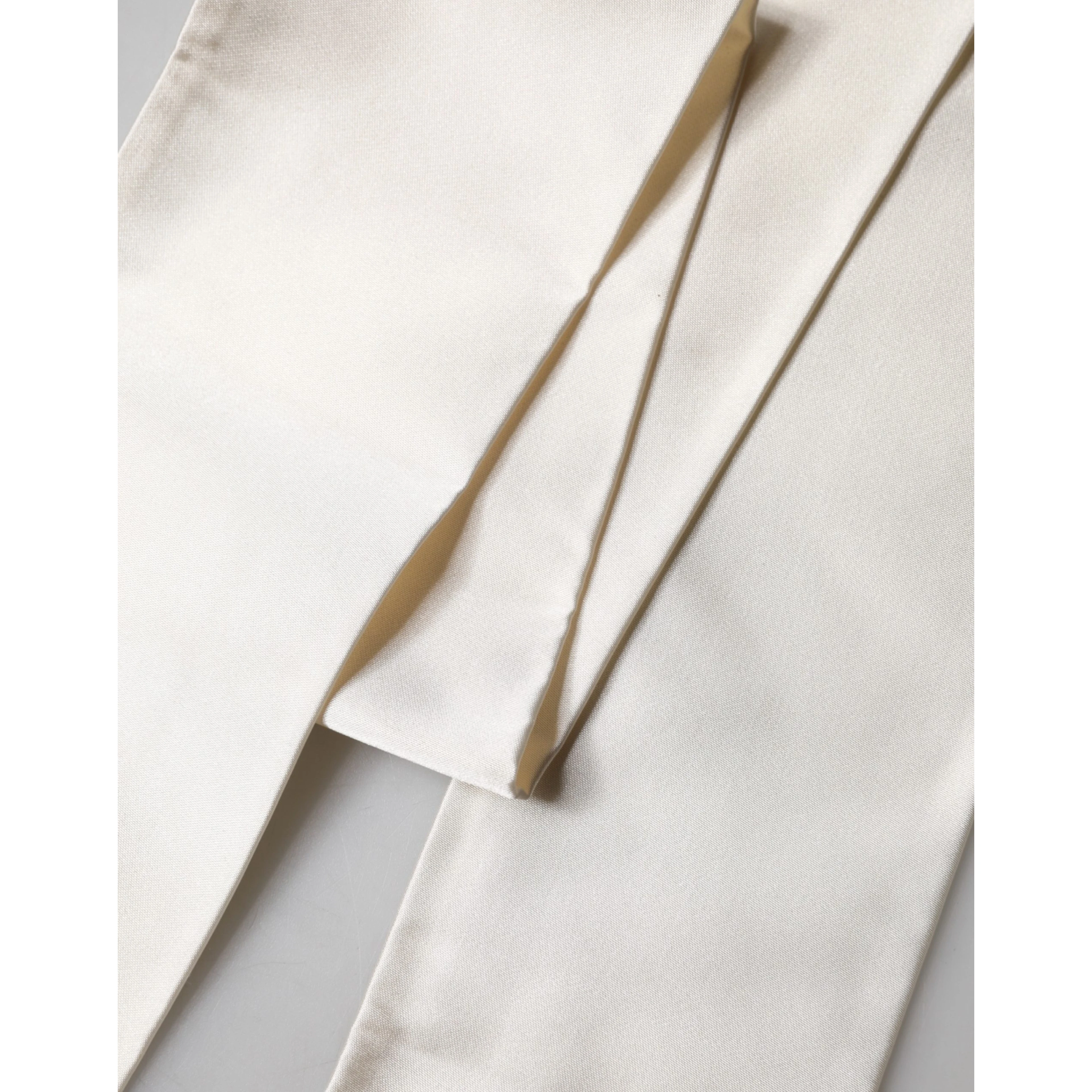Men White Satin Silk Fringed Lace Stole Scarf