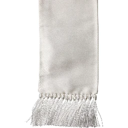 Men White Satin Silk Fringed Lace Stole Scarf