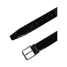 Black Patent Leather Silver Metal Buckle Belt