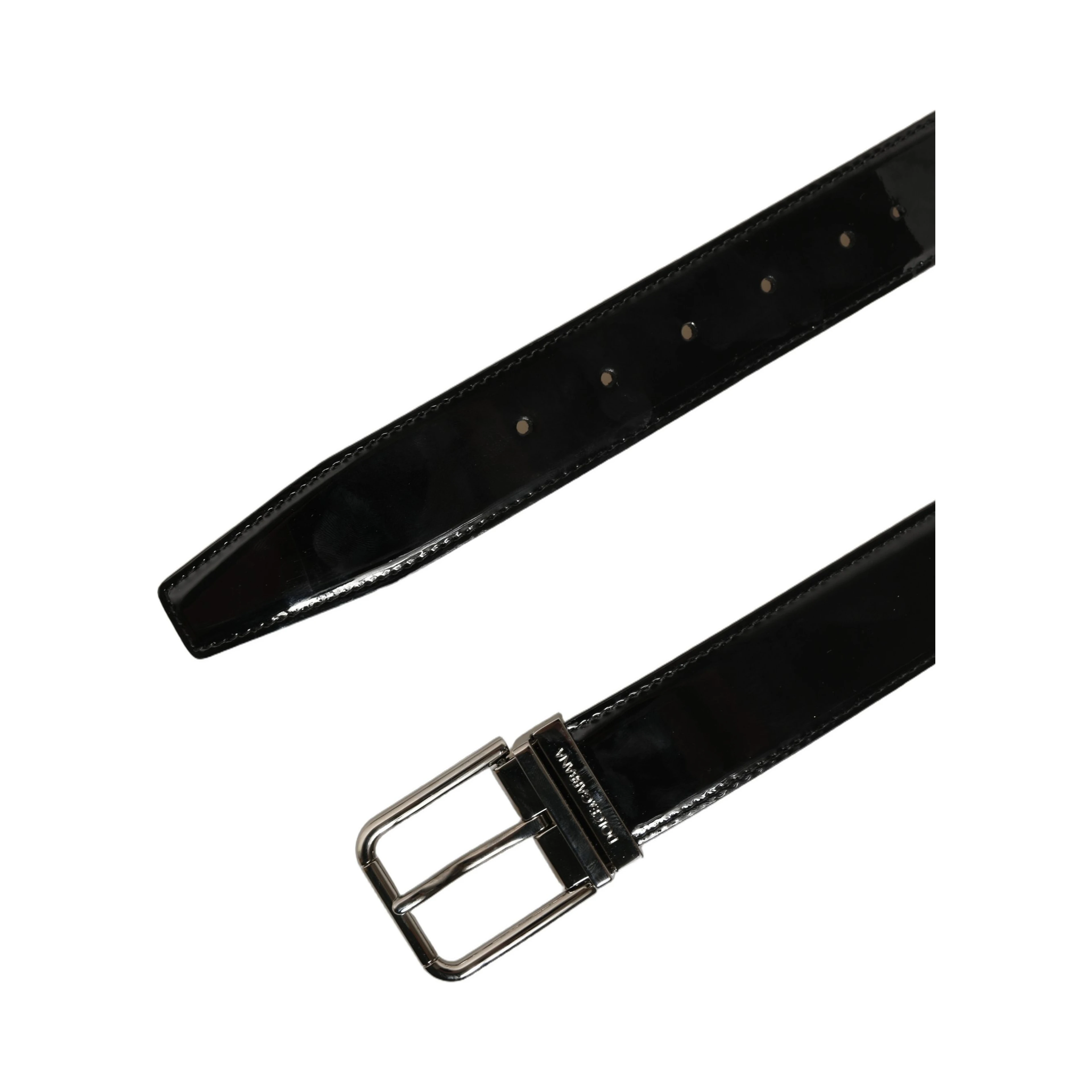 Black Patent Leather Silver Metal Buckle Belt