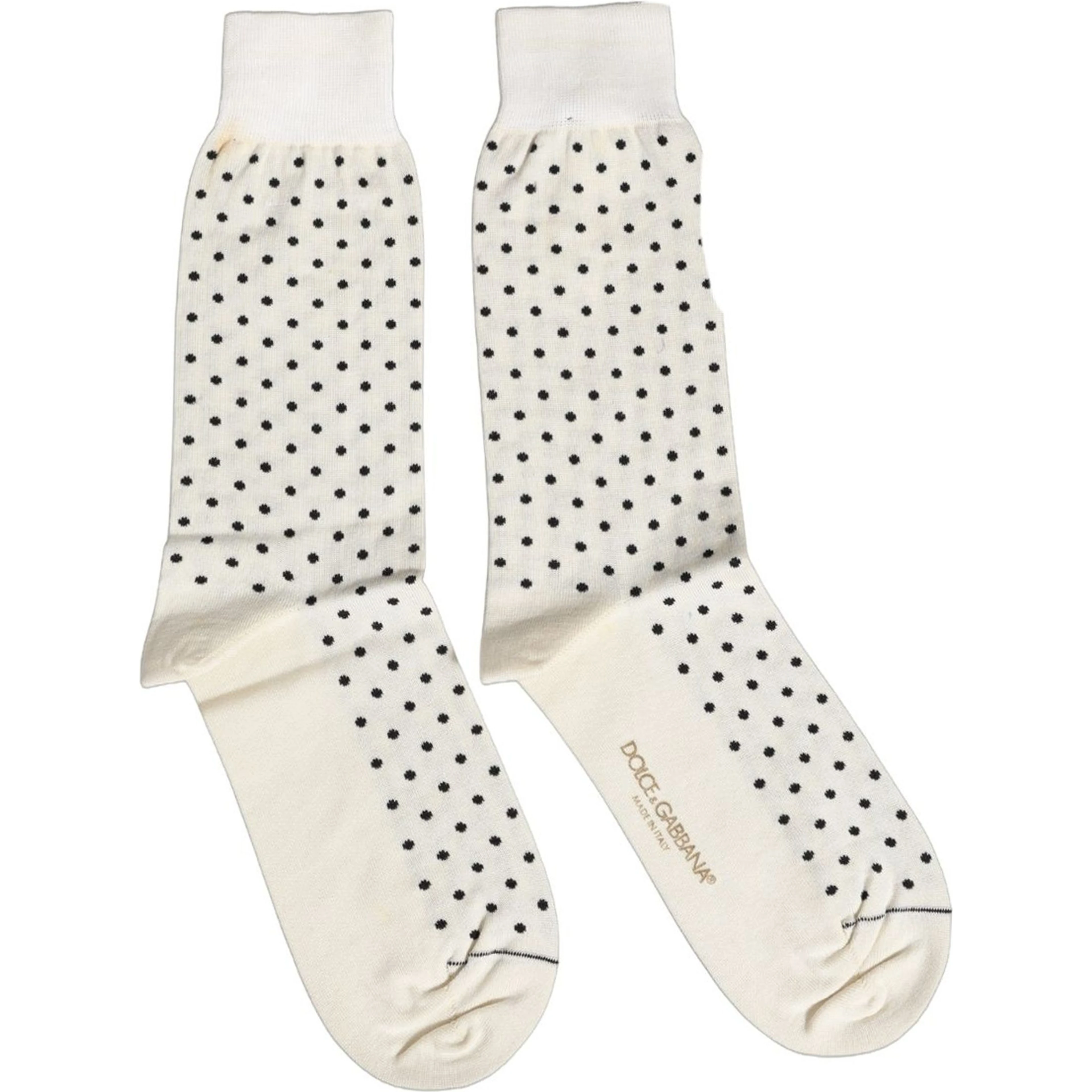 Off White Cotton Polka Dot Mid Calf Accessory Socks