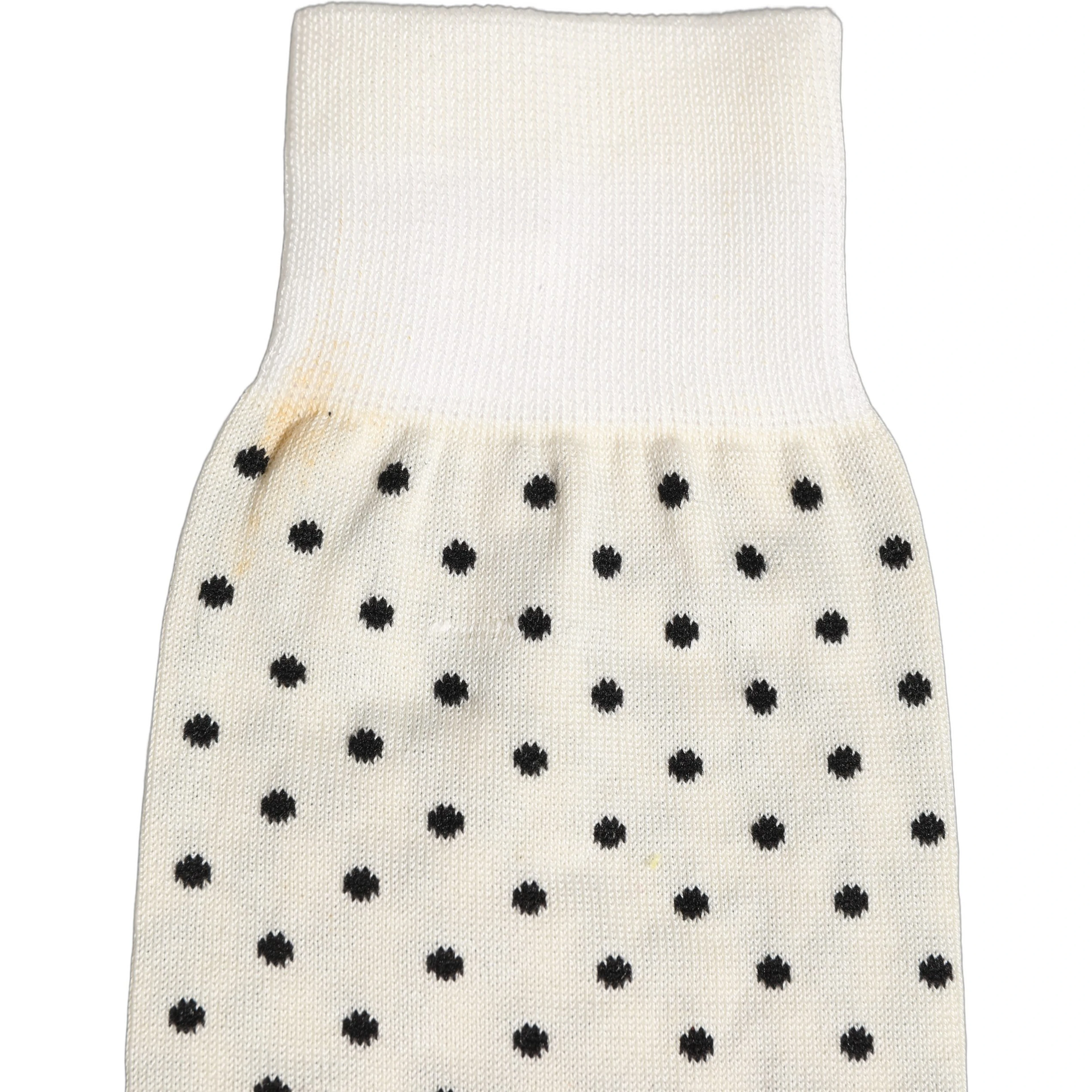 Off White Cotton Polka Dot Mid Calf Accessory Socks