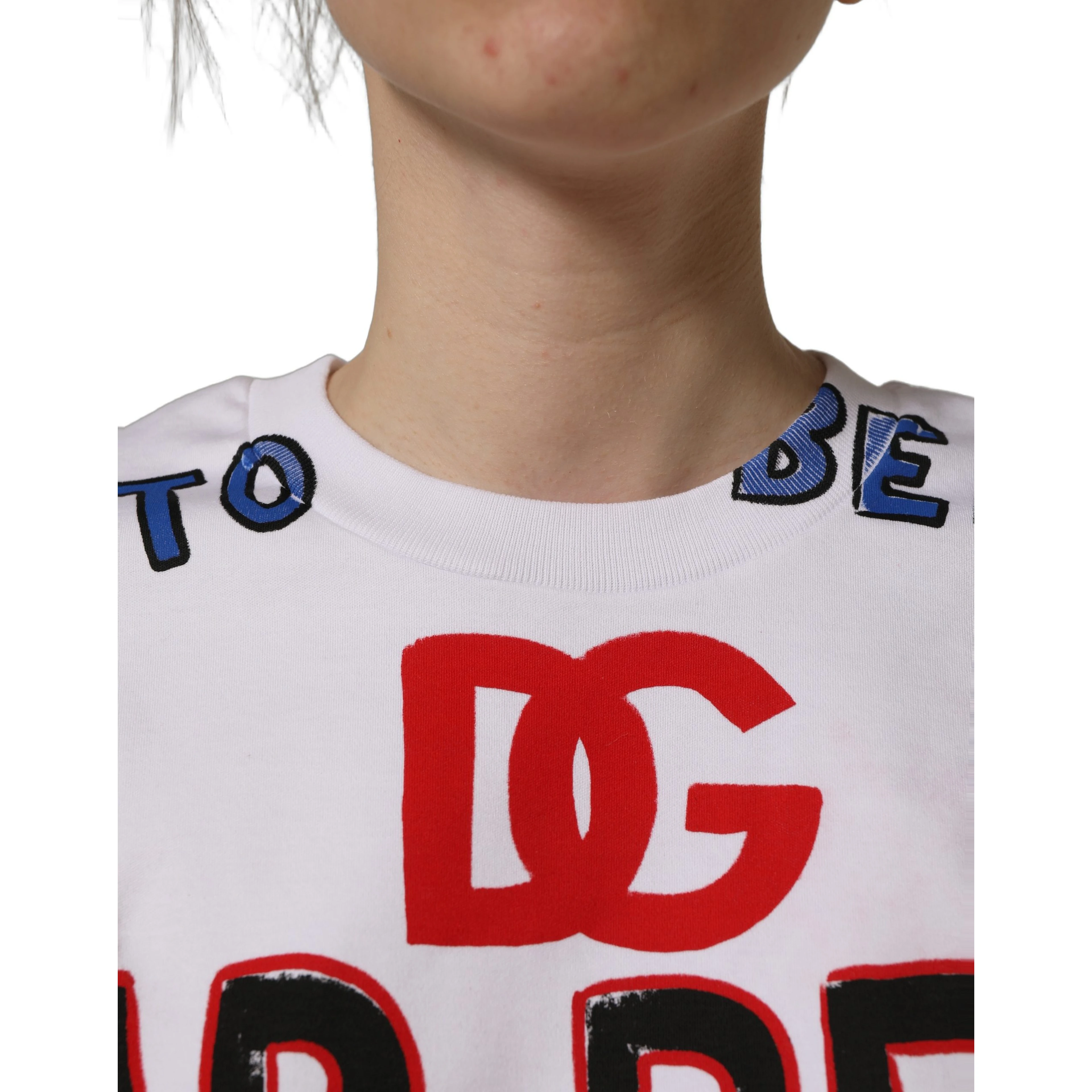 White Graphic Cotton Jersey Cropped T-shirt