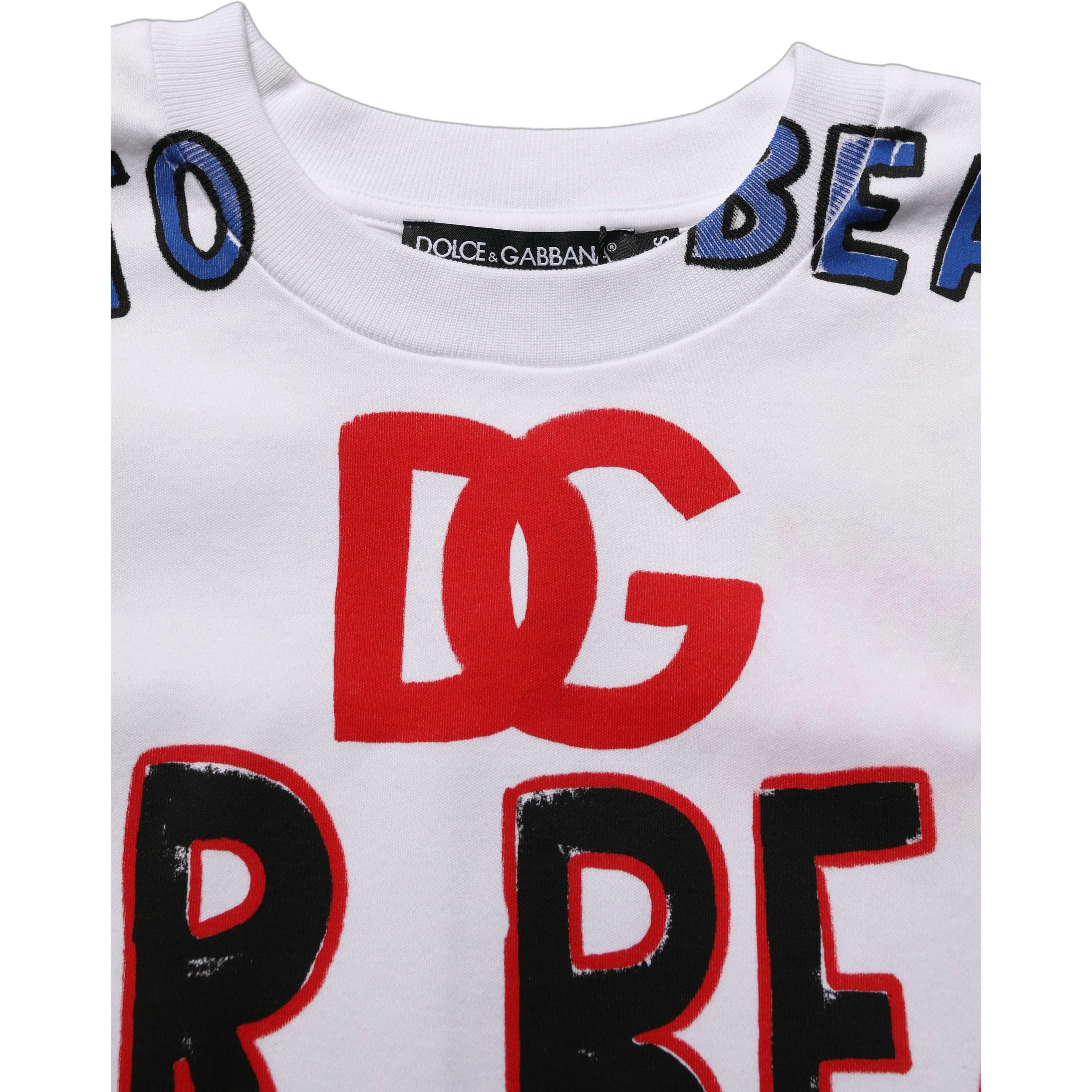 White Graphic Cotton Jersey Cropped T-shirt