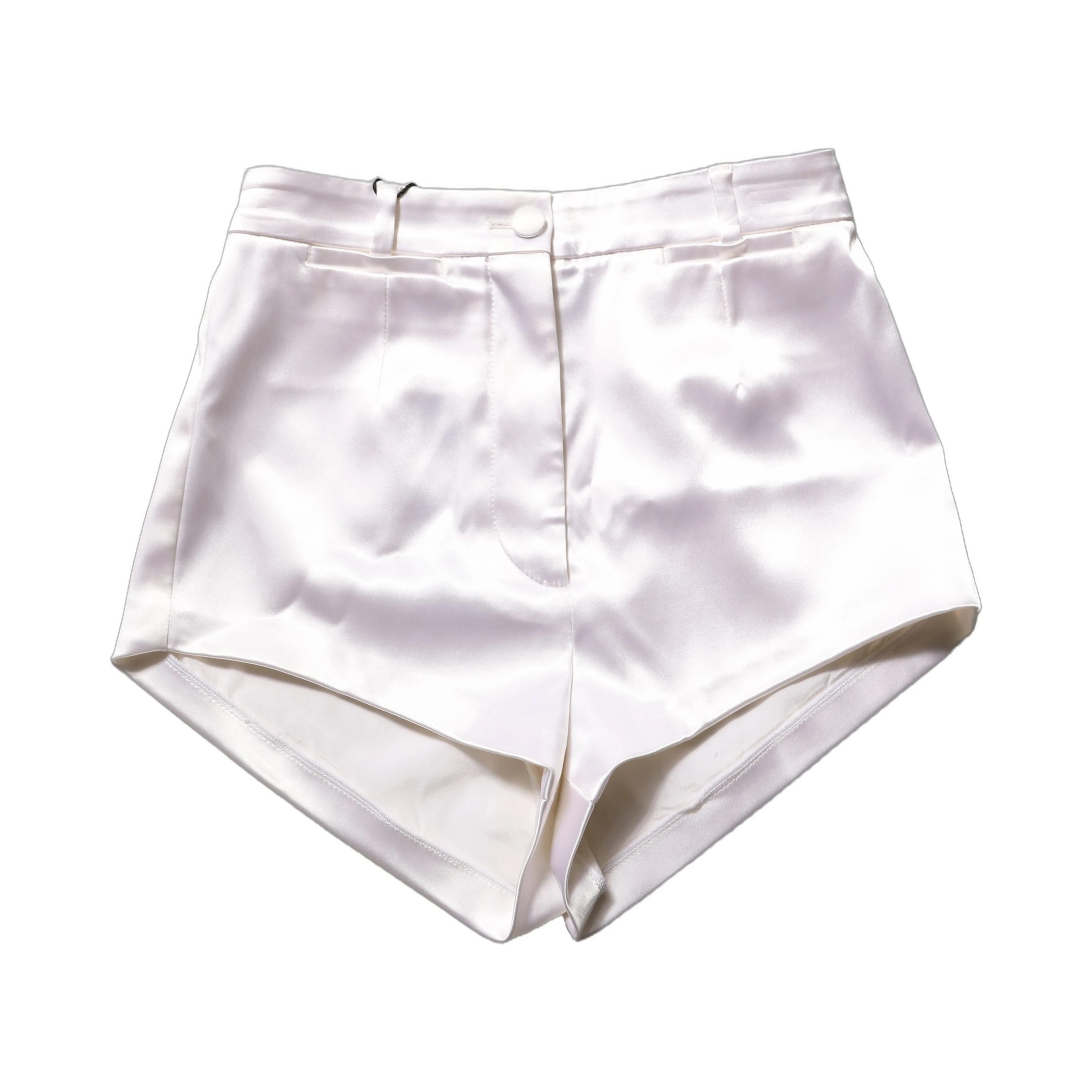 White Satin High Rise Women Hot Pants Shorts