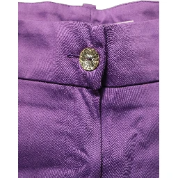 Violet Cotton Stretch High Waist Cropped Trouser Pants