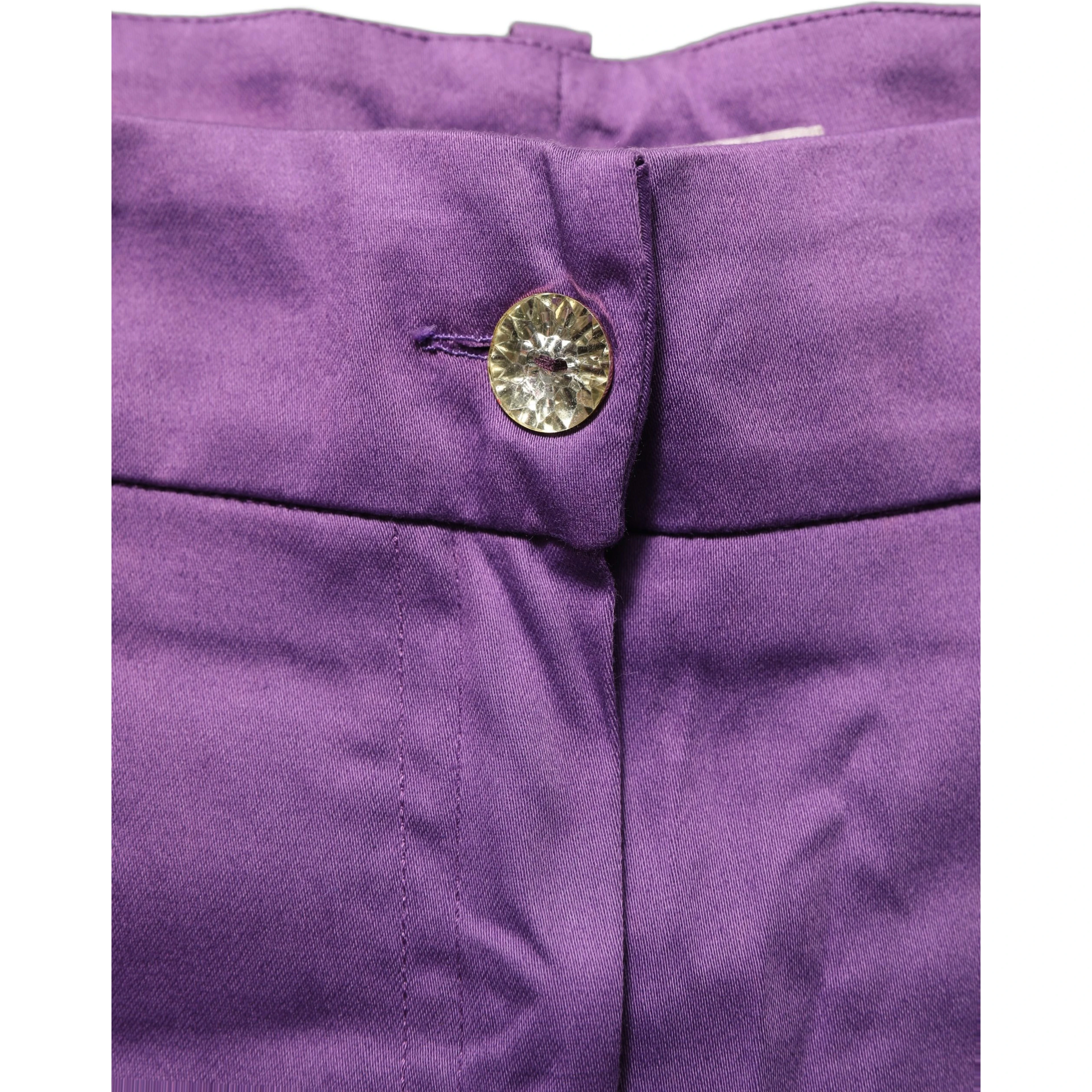 Violet Cotton Stretch High Waist Cropped Trouser Pants