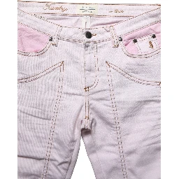 Light Pink Cotton Mid Waist Denim Trouser Jeans