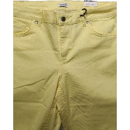 Yellow Mid Waist Straight Cropped Denim Women Trouser Jeans