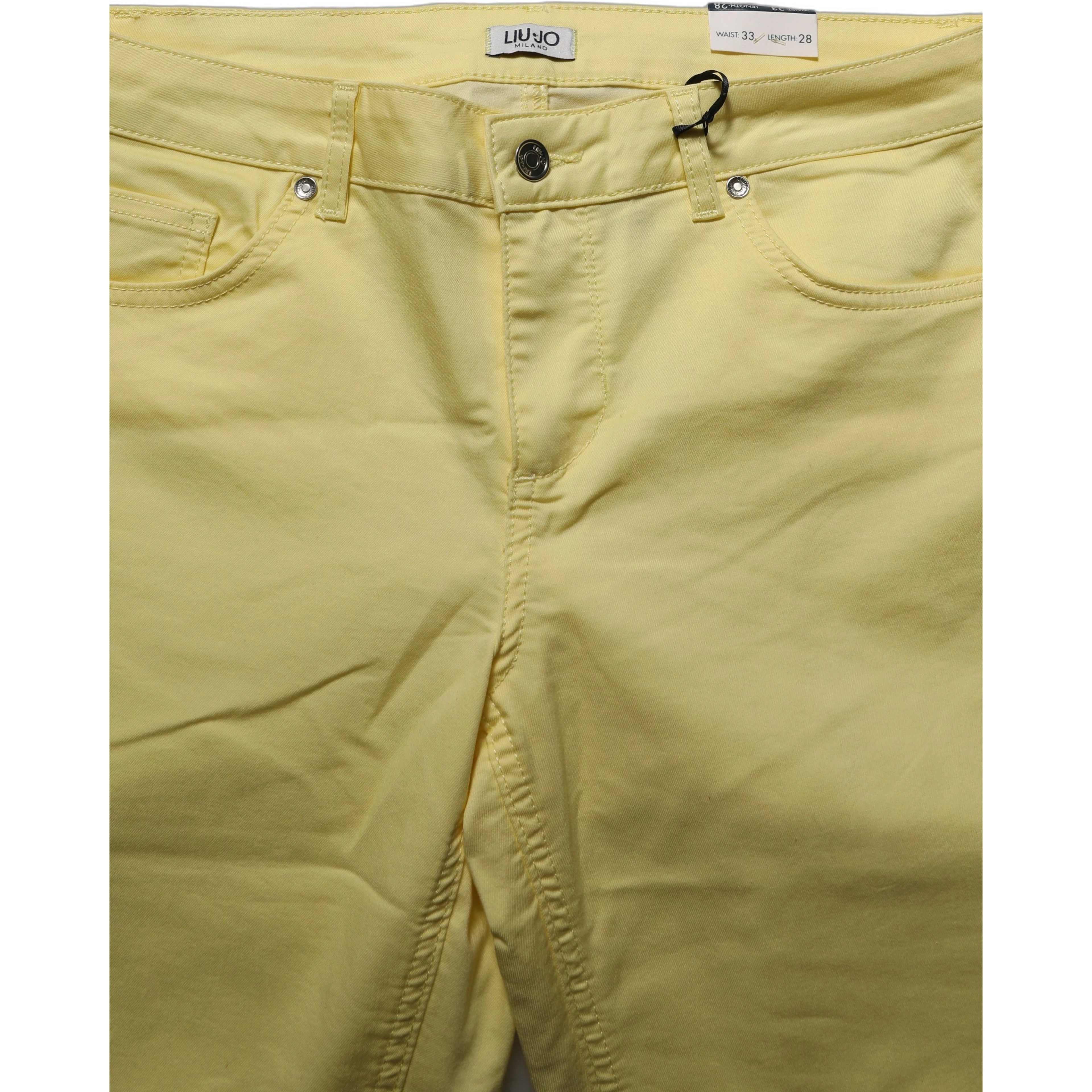 Yellow Mid Waist Straight Cropped Denim Women Trouser Jeans