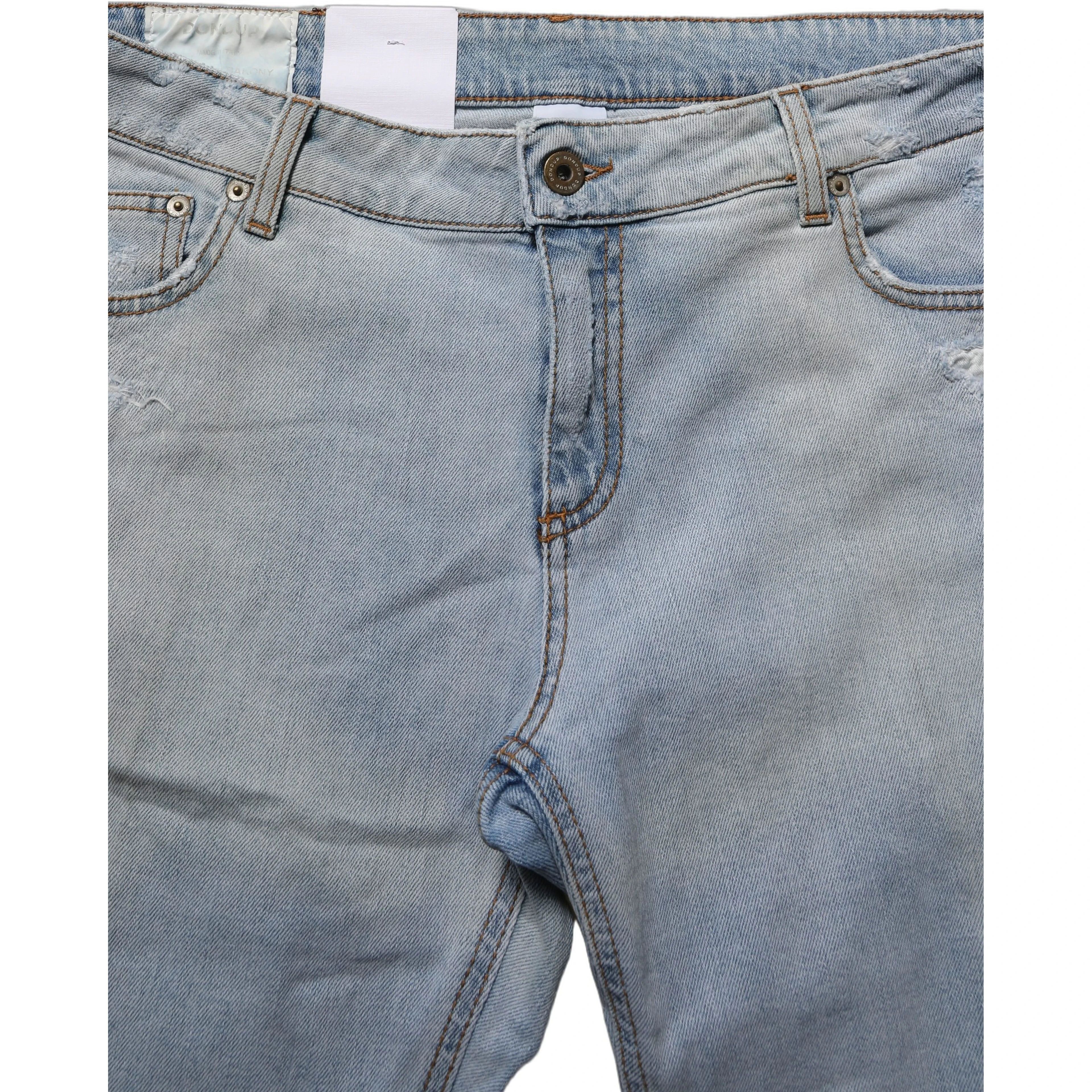 Light Blue High Waist Tapered Denim Cotton Stretch Jeans