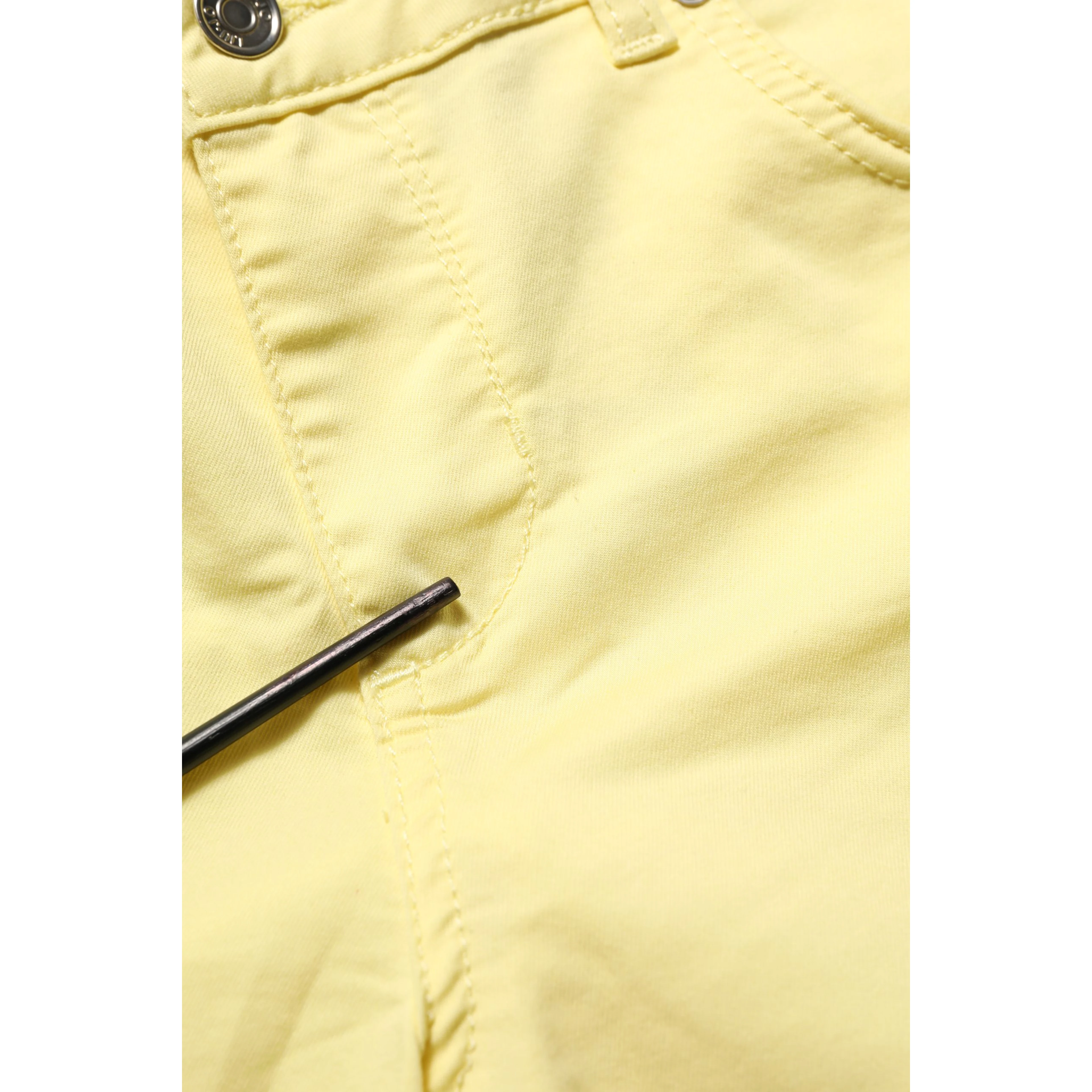 Yellow Mid Waist Straight Cropped Denim Women Trouser Jeans
