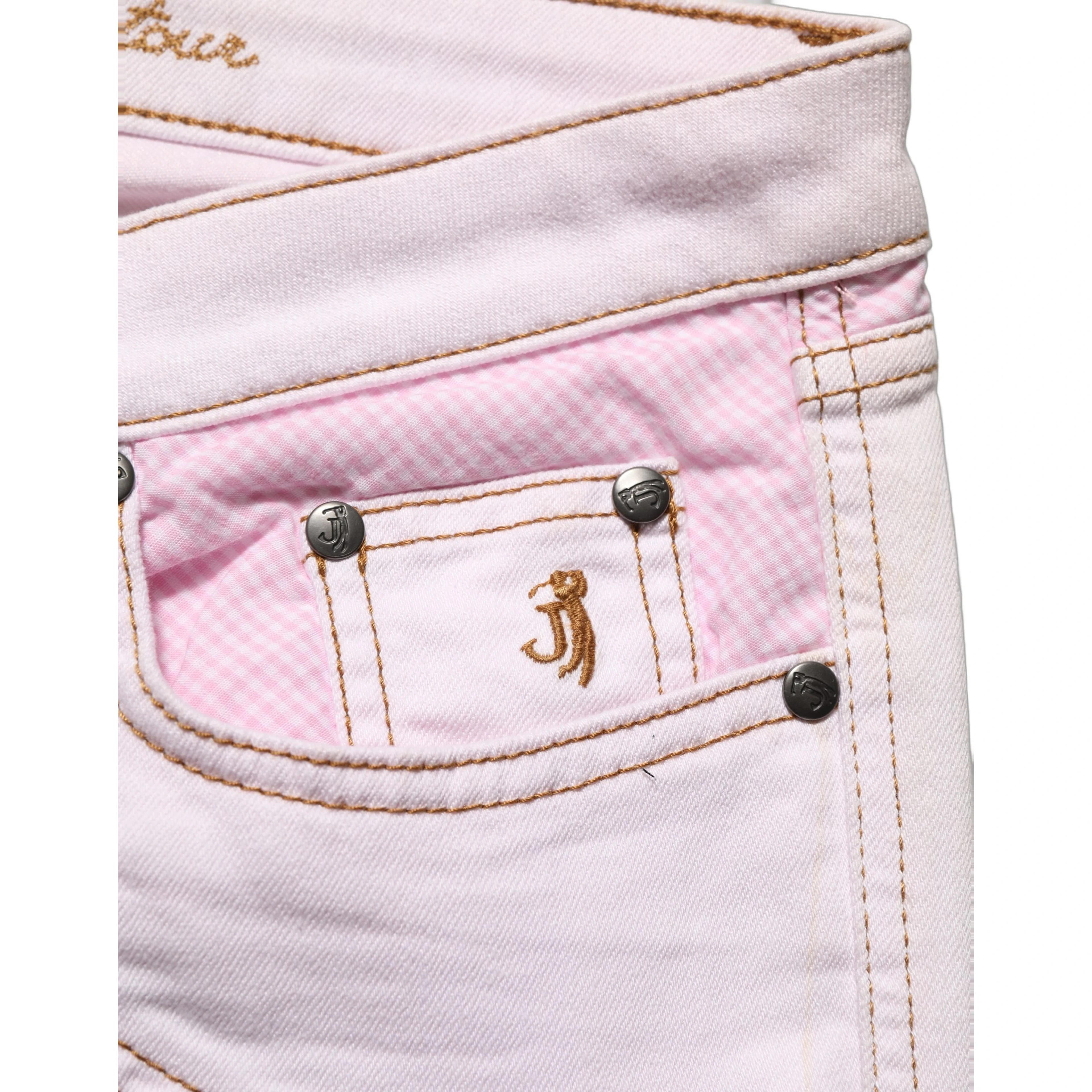 Light Pink Cotton Mid Waist Denim Trouser Jeans