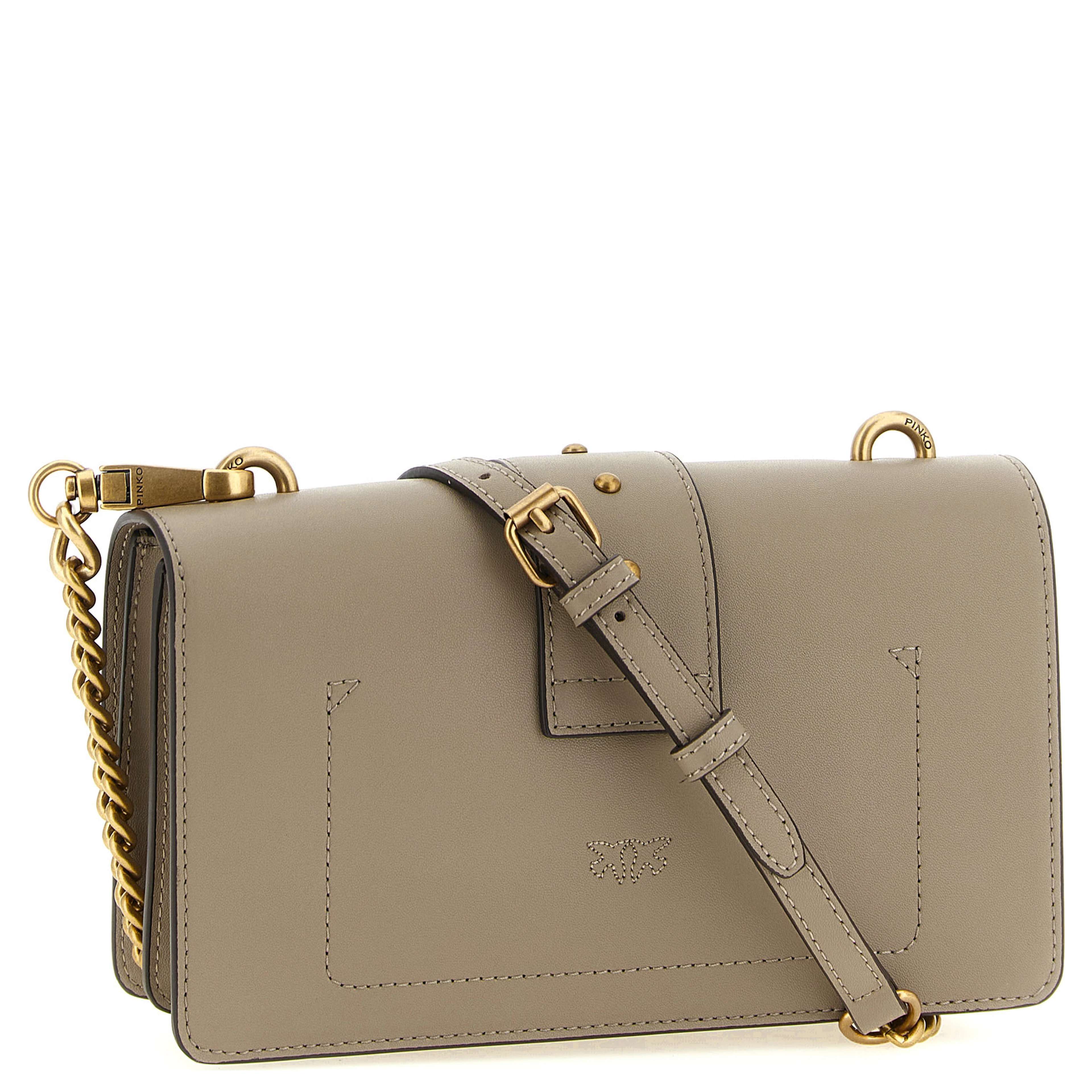 Gray Calfskin Crossbody Bag
