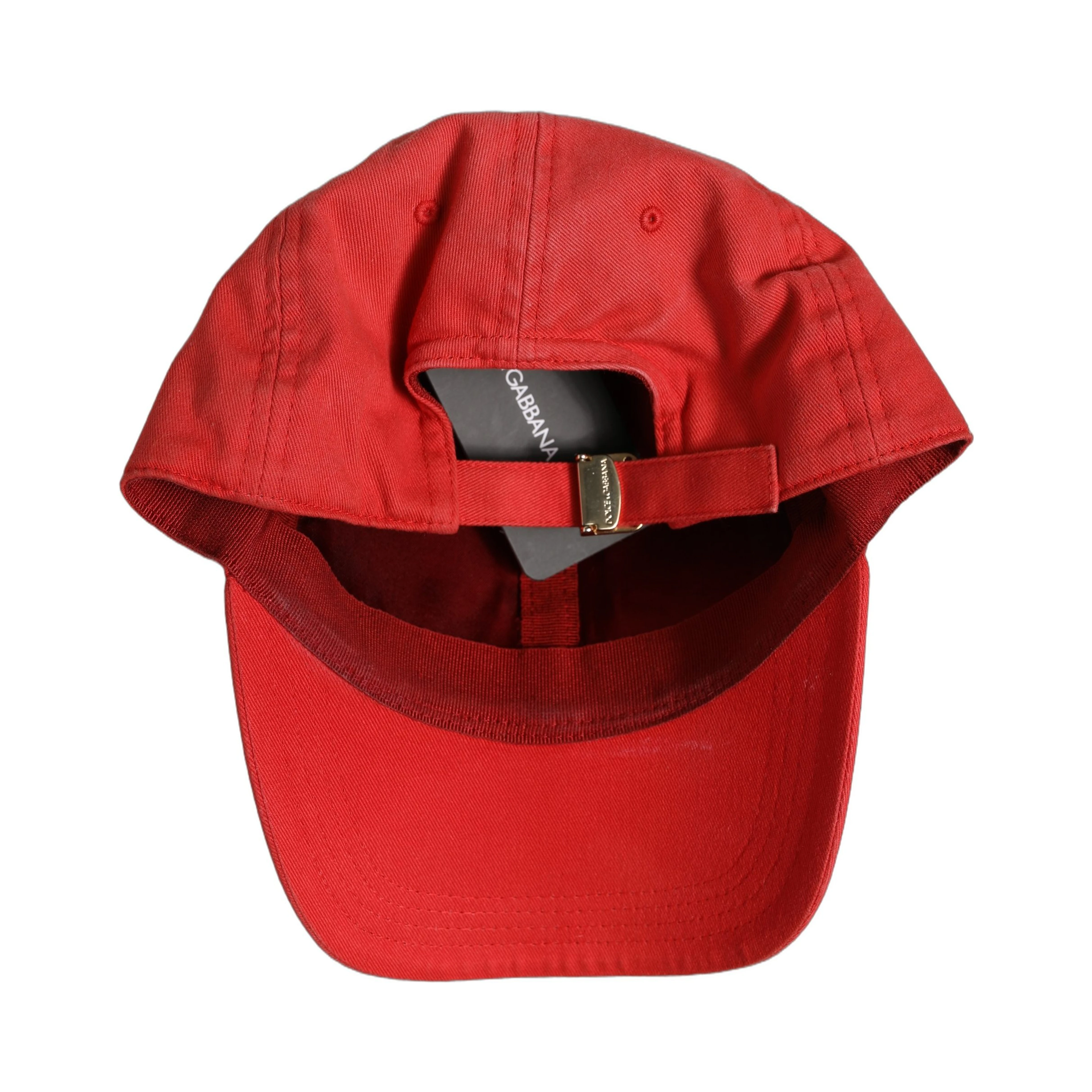 Men Red Cotton DG Logo Plaque Baseball Cap Hat