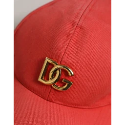 Men Red Cotton DG Logo Plaque Baseball Cap Hat
