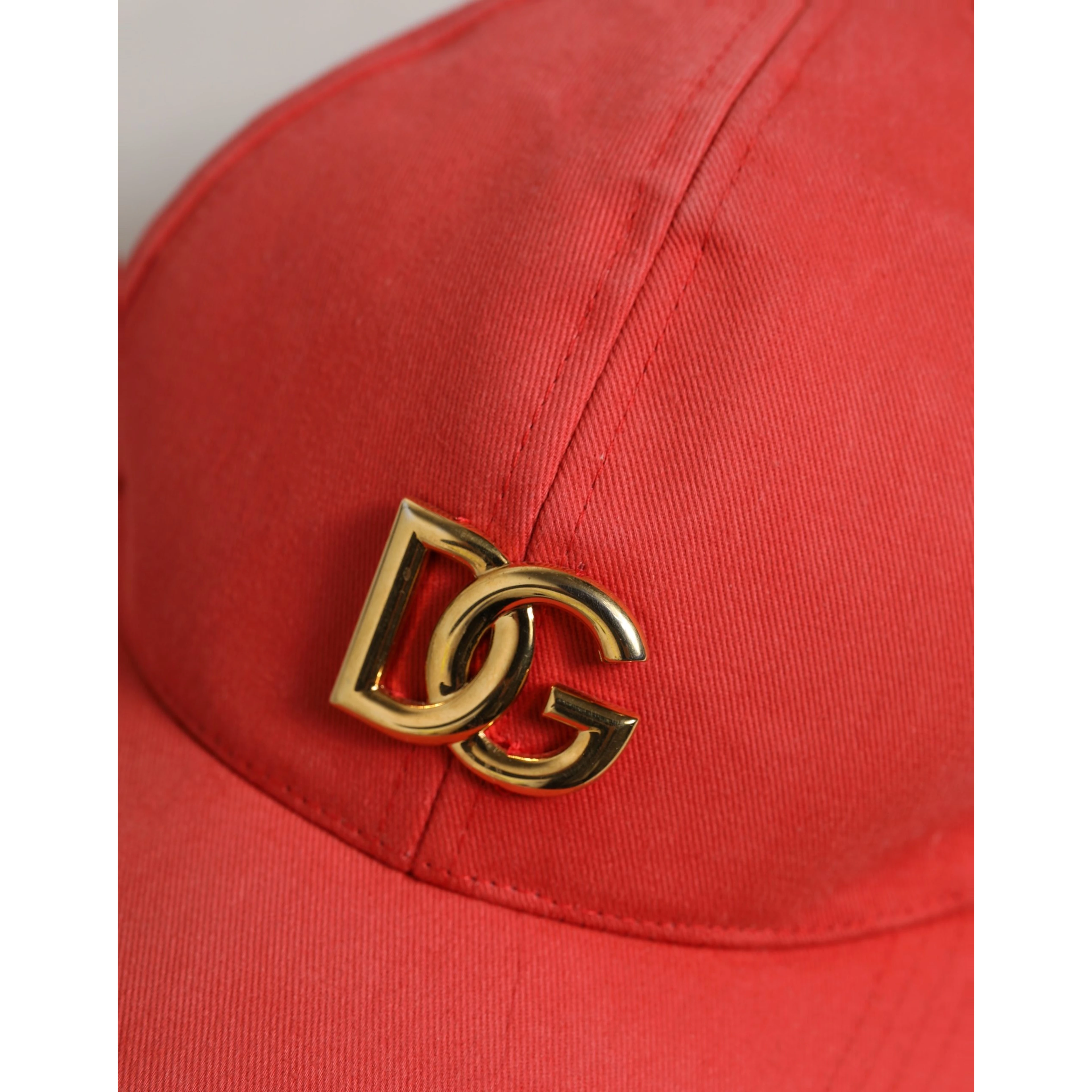 Men Red Cotton DG Logo Plaque Baseball Cap Hat