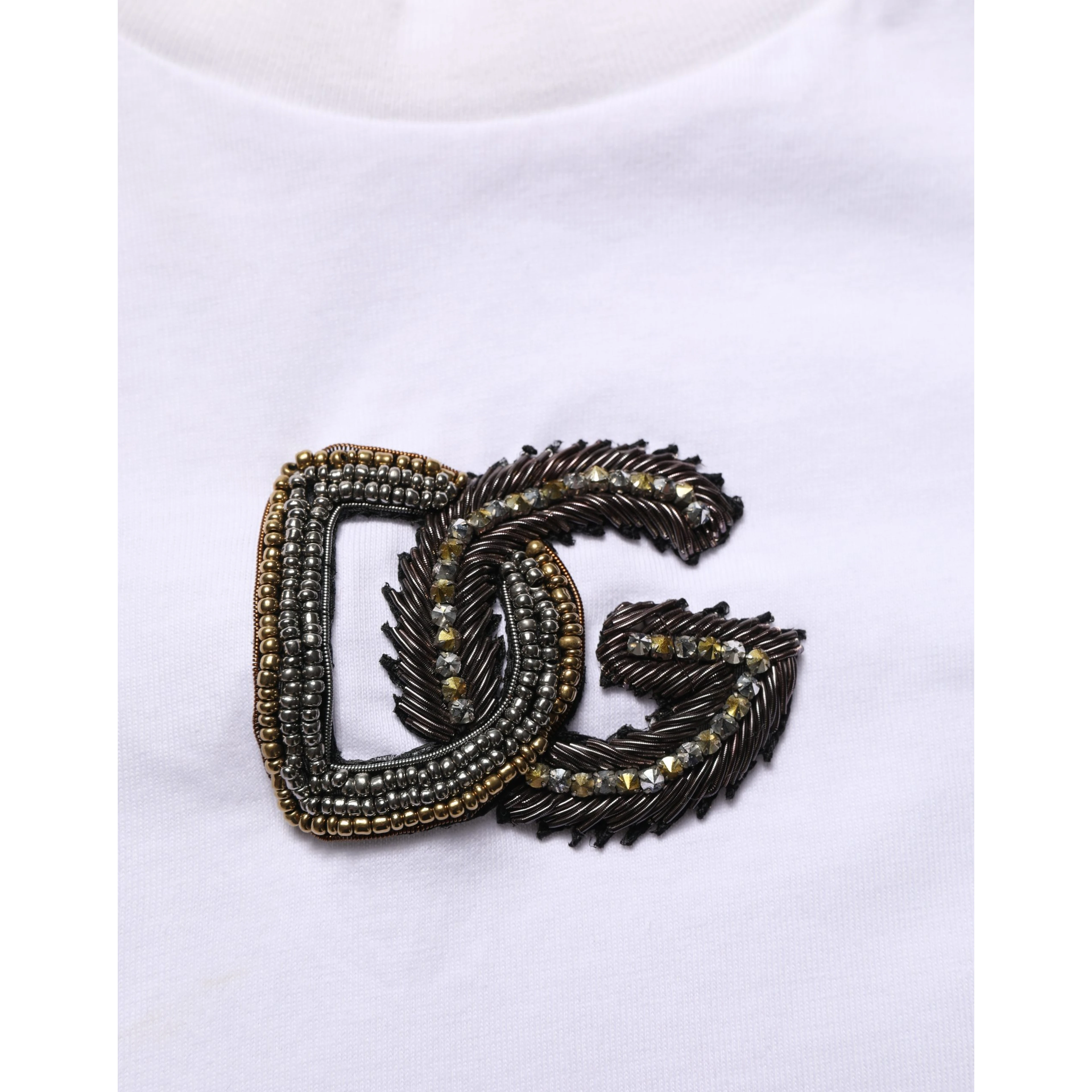 White DG Logo Cotton Crew Neck Men T-shirt