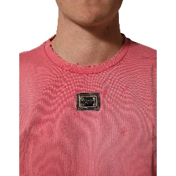 Pink Re-Edition Distressed Crew Neck T-shirt