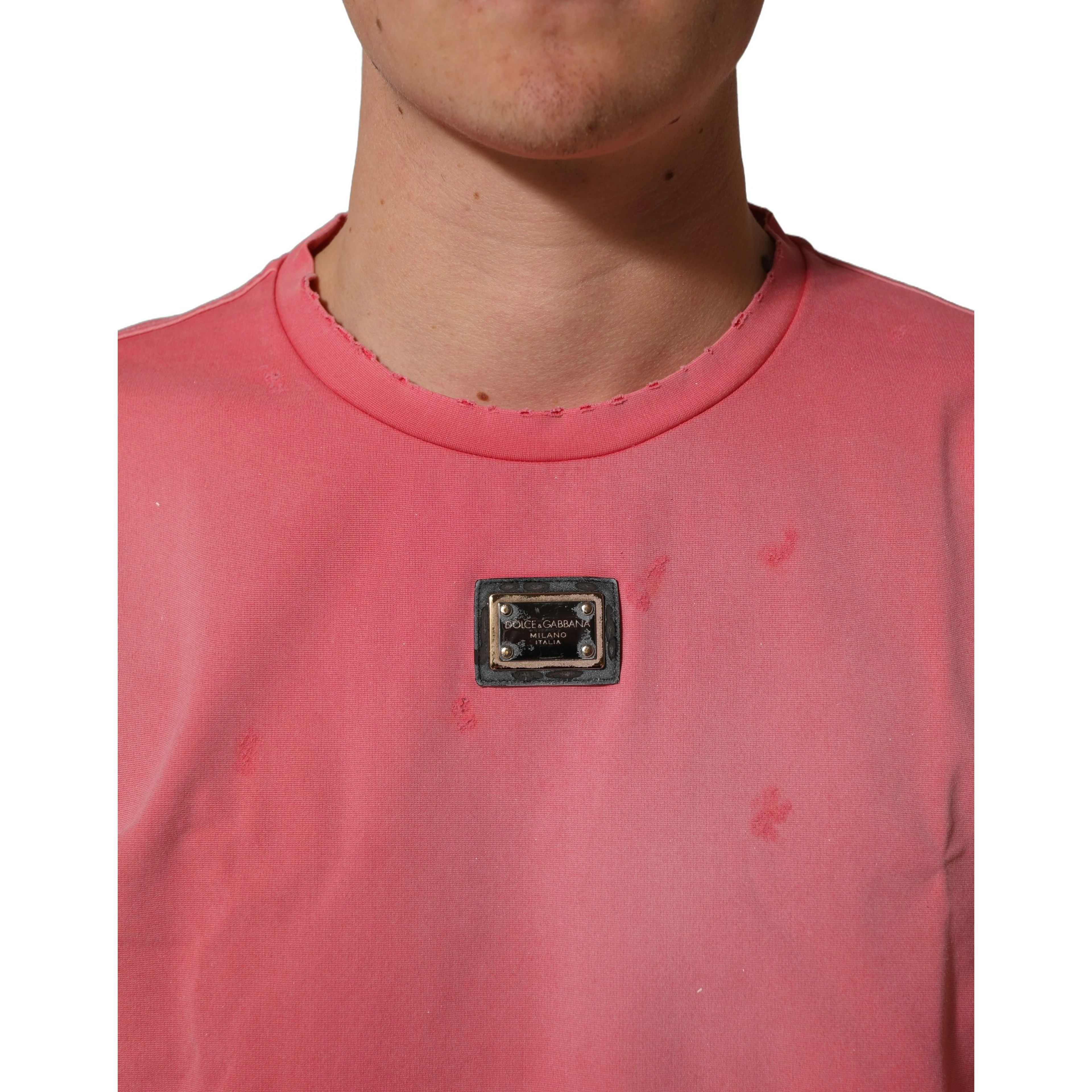 Pink Re-Edition Distressed Crew Neck T-shirt