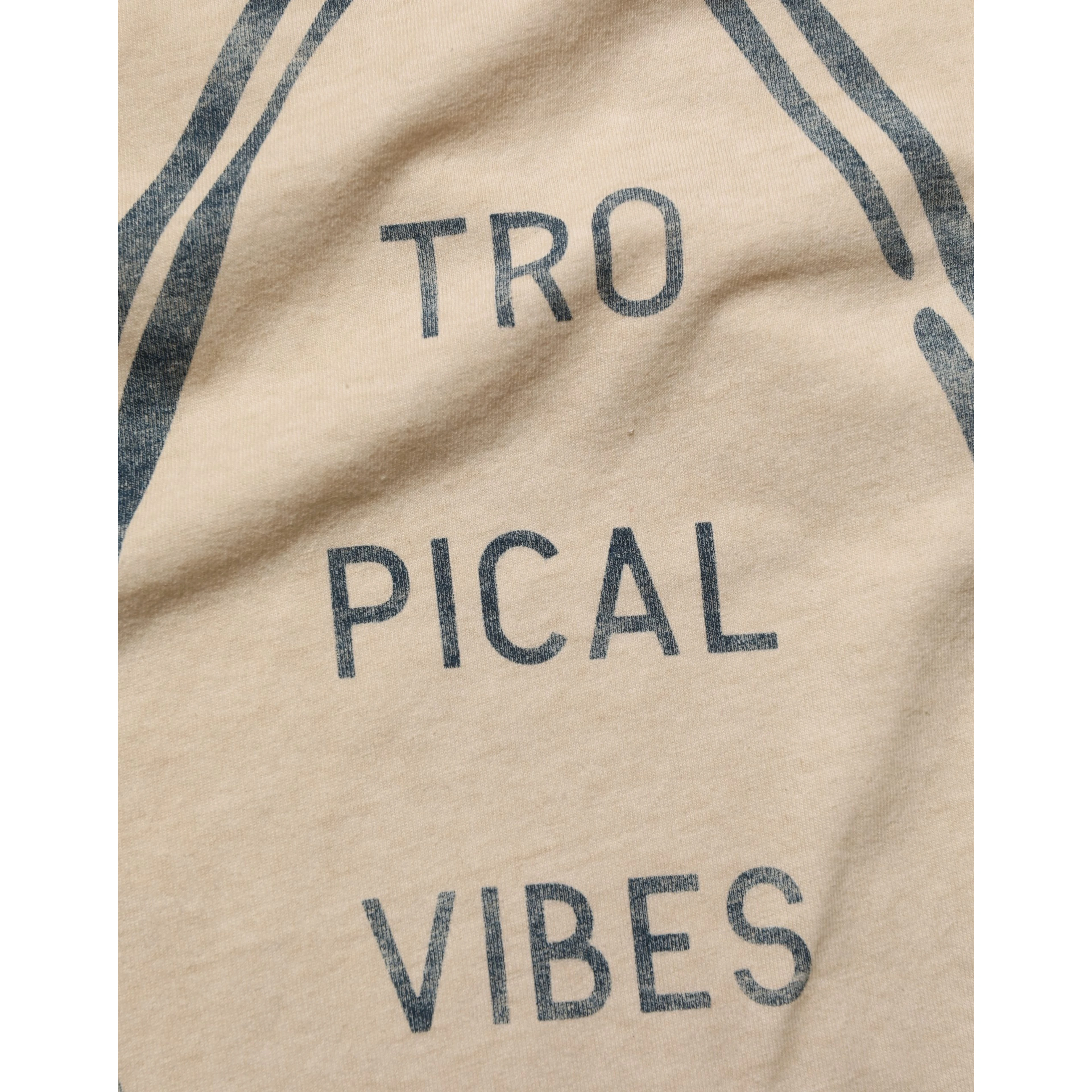 Beige Cotton Graphic Print Crew Neck T-shirt