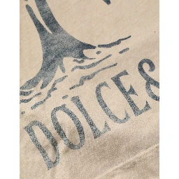 Beige Cotton Graphic Print Crew Neck T-shirt