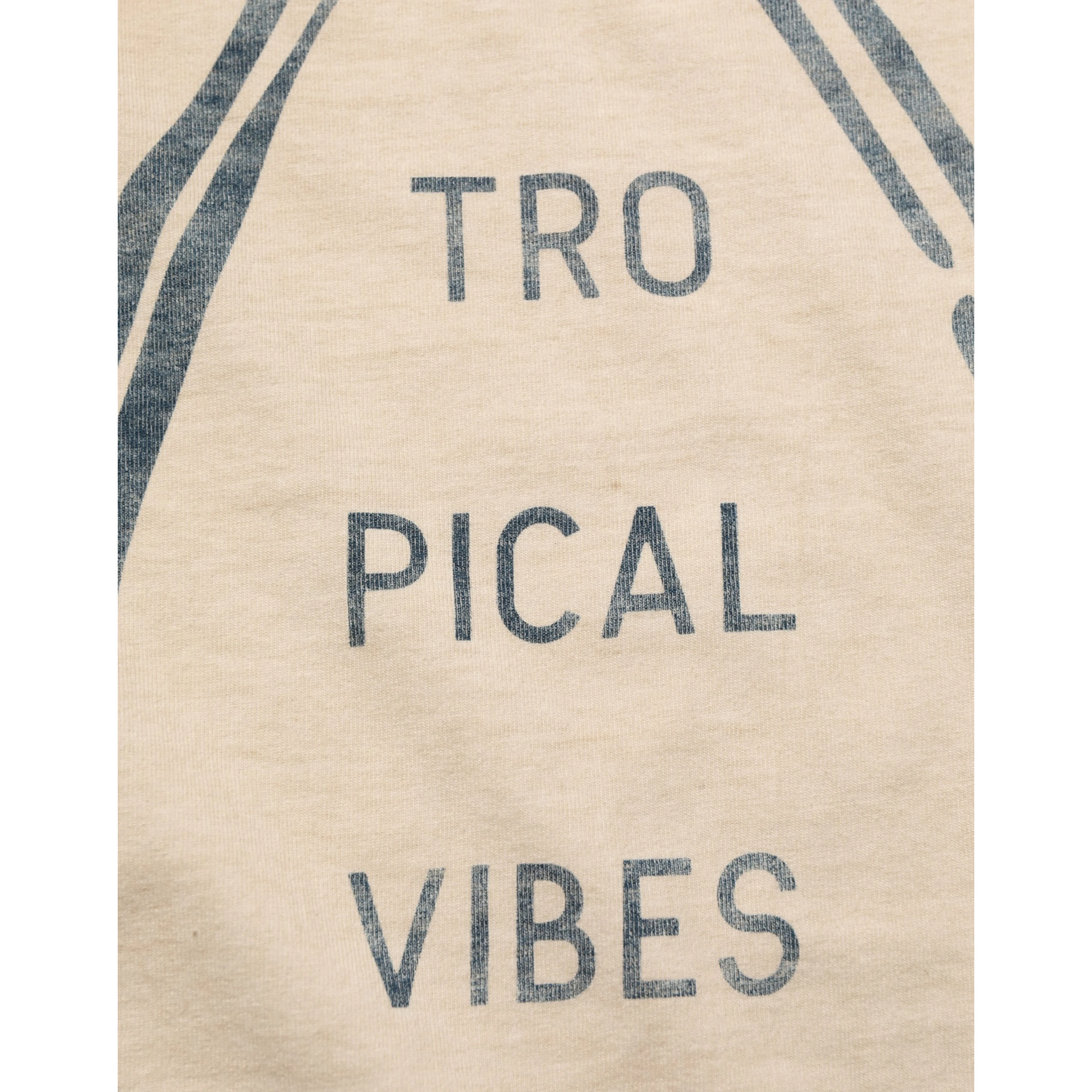 Beige Cotton Graphic Print Crew Neck T-shirt