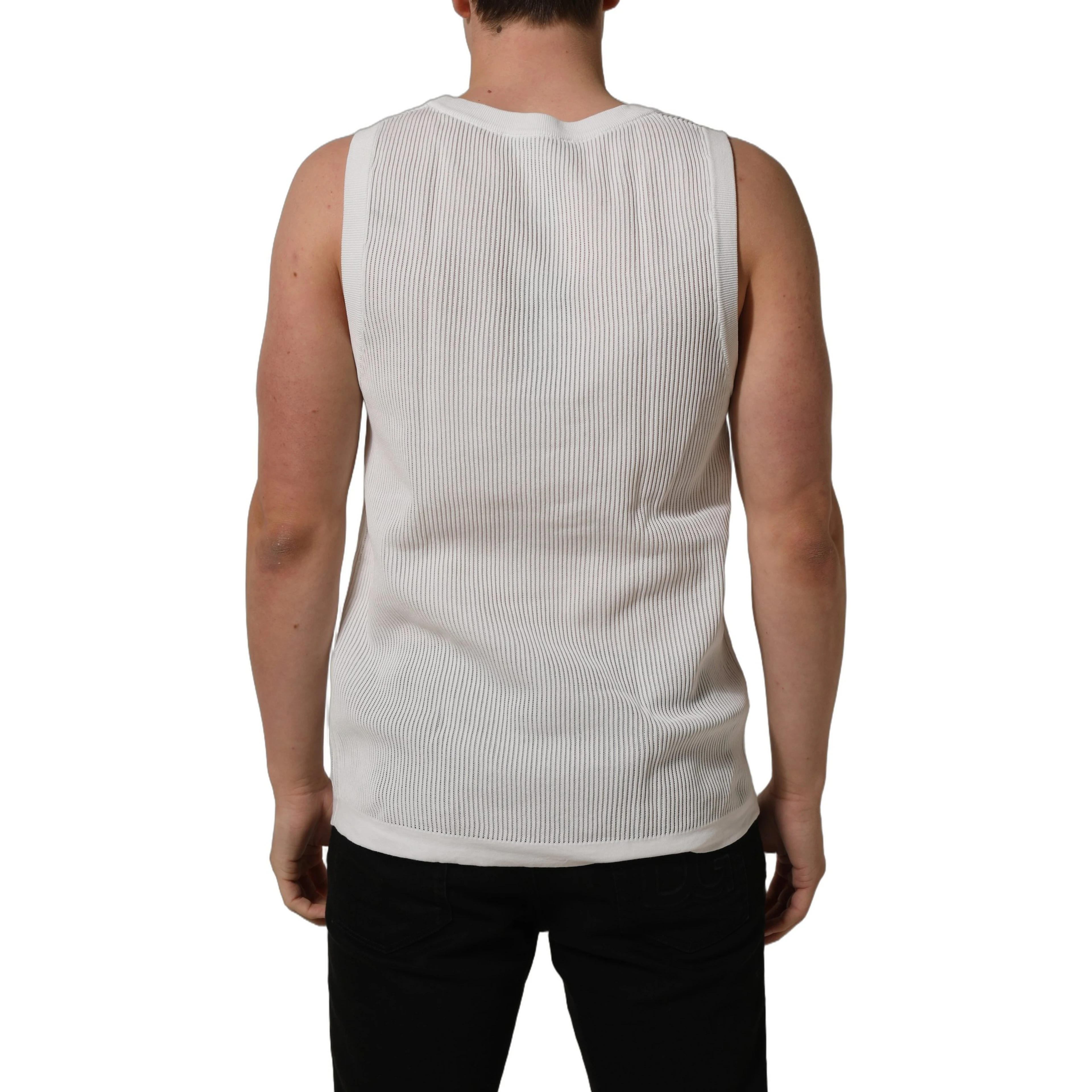 White Silk Crew Neck Sleeveless tank T-shirt