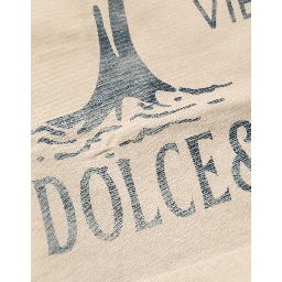 Beige Cotton Graphic Print Crew Neck T-shirt