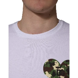 White Heart Shaped Camouflage Patch Men T-shirt