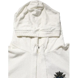 White Cotton Hooded Sweatshirt Sweater